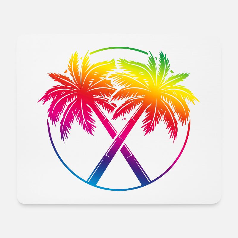 palme silhouette symbol insel bunt - Mousepad (Querformat) - Weiß