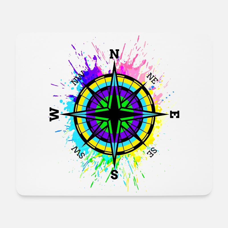 Kompass Bunt Symbol Travel Farbklecks - Mousepad (Querformat) - Weiß