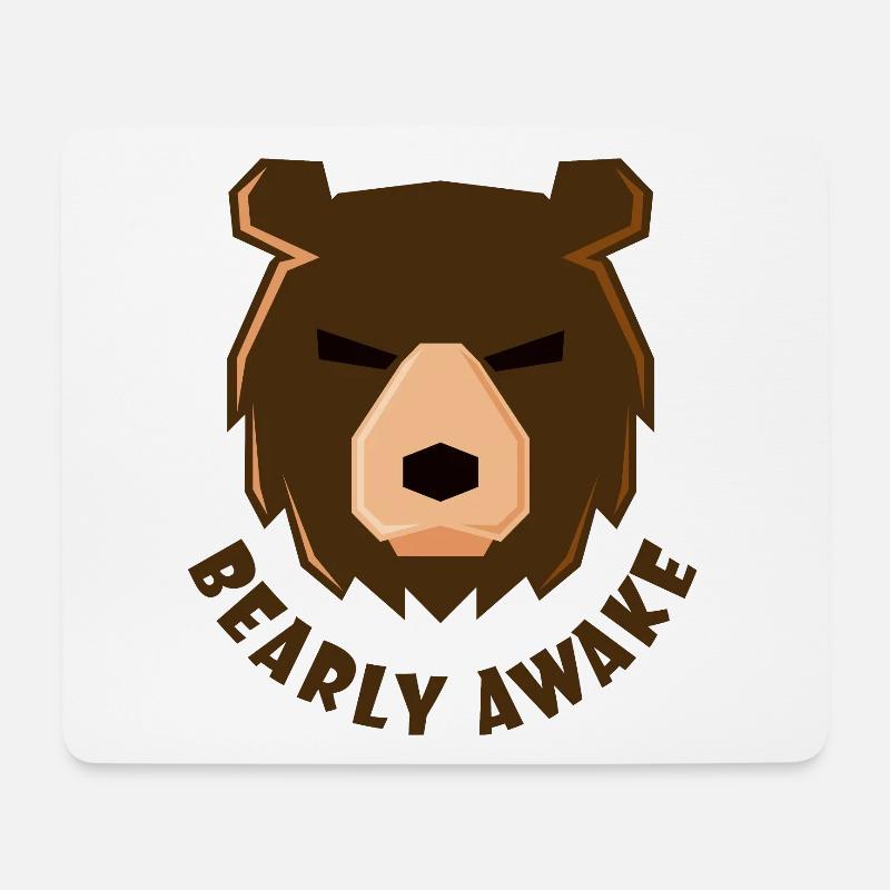 Bär-Wortspiel - Fast Wach - dunkel - Mousepad (Querformat) - Weiß