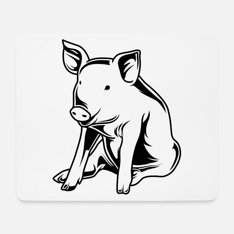 Schwein Sau Eber Silhouette - Mousepad (Querformat) - Weiß