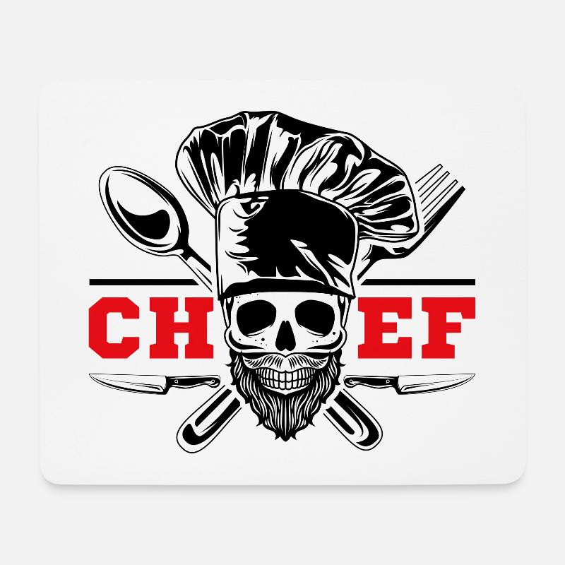 Skull Chef Chef - Mouse Pad (horizontal) - white