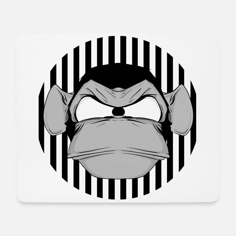 Schimpanse Affe lustig Comic Comicstyle Gaming - Mousepad (Querformat) - Weiß