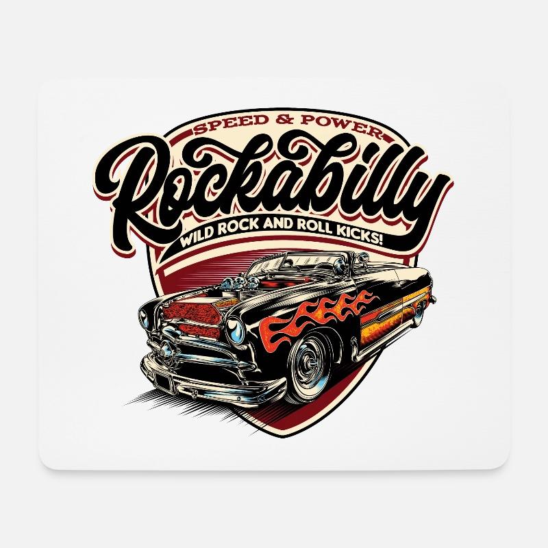 Rockabilly Hotrod Speed Flammen - pos - Mousepad (Querformat) - Weiß