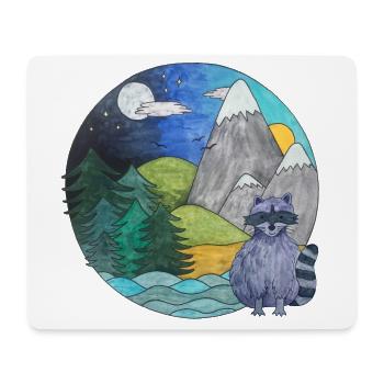 Landschaft Waschbär Outdoor Naturliebhaber - Mousepad (Querformat) - Weiß - Vorne