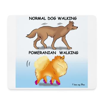 Zwergspitz und normaler Hundespaziergang - Mousepad (Querformat) - Weiß - Vorne