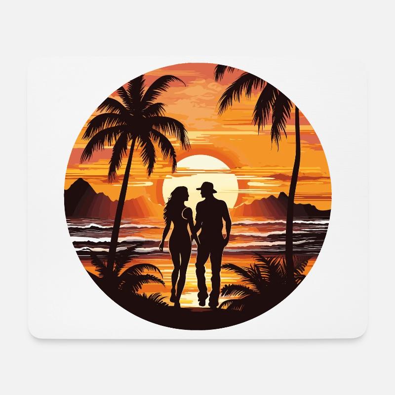 Strand Sonnenuntergang - Mousepad (Querformat) - Weiß