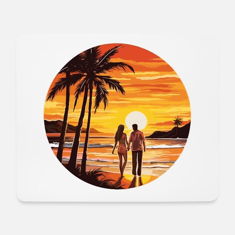 Strand Insel Meer Sonnenuntergang - Mousepad (Querformat) - Weiß