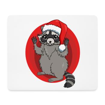 Waschbär mit Weihnachtsmütze - Mousepad (Querformat) - Weiß - Vorne