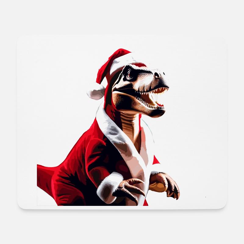 T-Rex als Weihnachtsmann - Mousepad (Querformat) - Weiß
