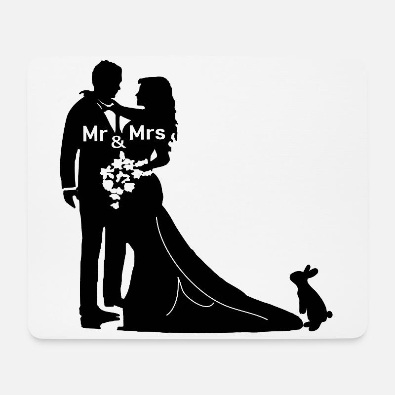 Newlyweds with bunny - Mouse Pad (horizontal) - white