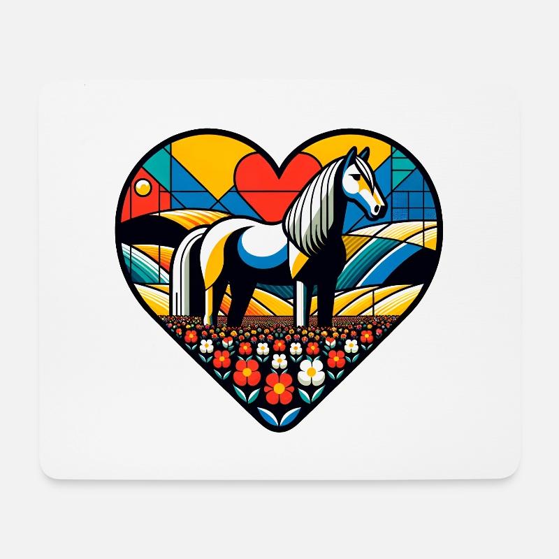 Ich liebe Pferde - Mousepad (Querformat) - Weiß