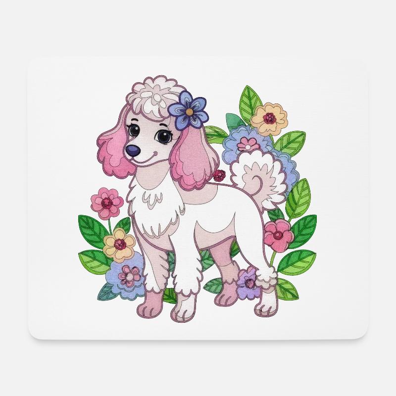 Pudel - Mousepad (Querformat) - Weiß