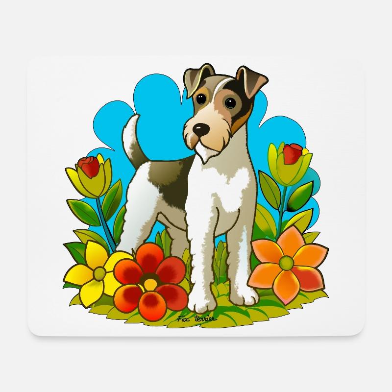 Foxterrier Hund im Garten - Mousepad (Querformat) - Weiß