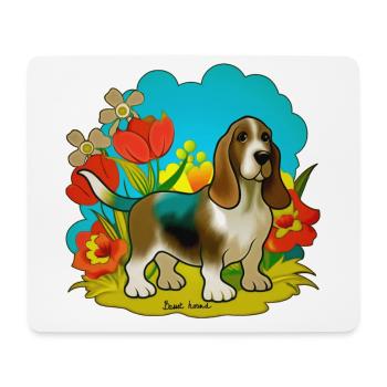 Un gentil chien basset - Tapis de souris (format paysage) - blanc - Devant
