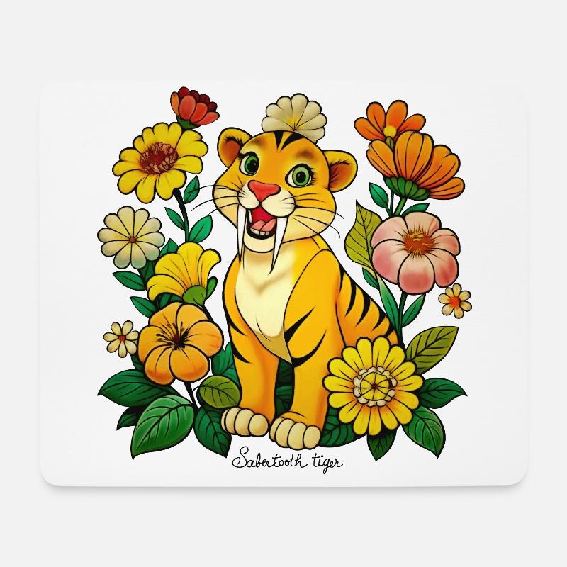 Niedlicher Tiger mit Säbelzähnen - Mousepad (Querformat) - Weiß