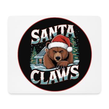 Griffes du Père Noël drôle grizzly avec chapeau de Père Noël - Tapis de souris (format paysage) - blanc - Devant