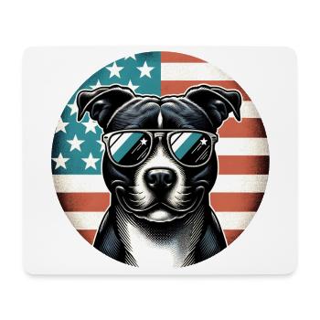 Staffordshire Terrier Staff avec lunettes de soleil - Tapis de souris (format paysage) - blanc - Devant