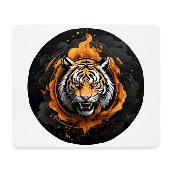 Portrait de tigre Big Cat Design Tigre sifflant - Tapis de souris (format paysage) - blanc - Devant