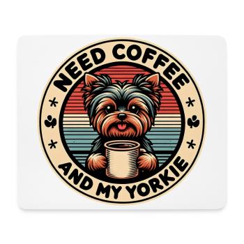 Café et Yorkie Yorkshire Terrier - Tapis de souris (format paysage) - blanc - Devant