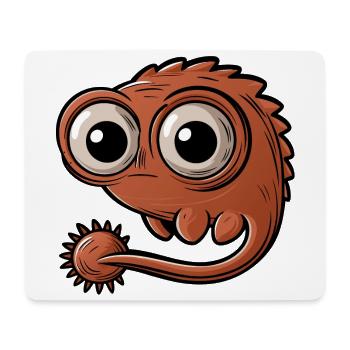 Petit monstre fantastique drôle avec de grands yeux - Tapis de souris (format paysage) - blanc - Devant