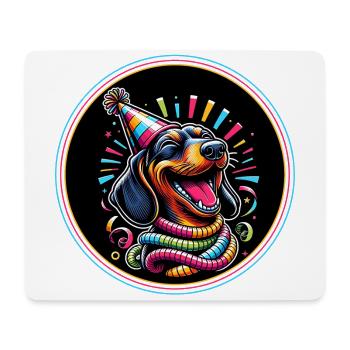 Frohes Neues Jahr lustiger Dackel feiert Silvester - Mousepad (Querformat) - Weiß - Vorne