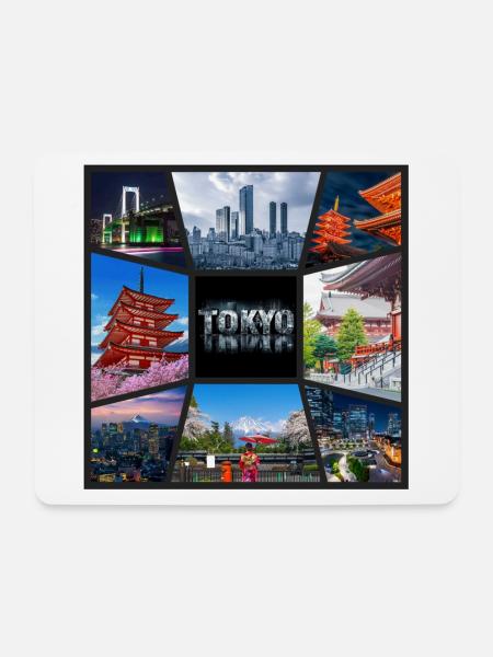 Tokio Japan Asien Collage Skyline Stadt Metropole - Mousepad (Querformat) - Weiß