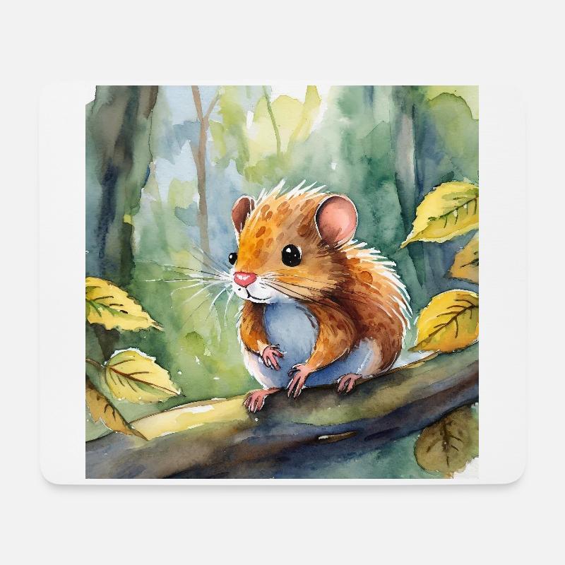 Waldbewohner Haselmaus - Mousepad (Querformat) - Weiß