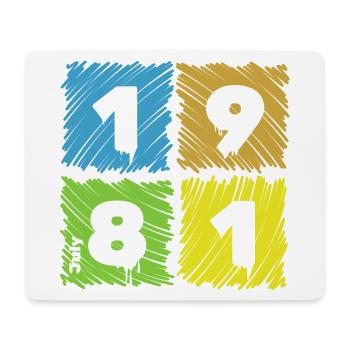 44. Geburtstag Farbige Patches since 07/1981 - Mousepad (Querformat) - Weiß - Vorne