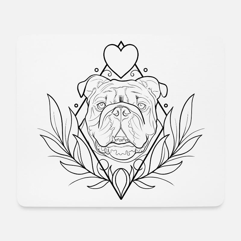 Bulldogge schwarz - Mousepad (Querformat) - Weiß