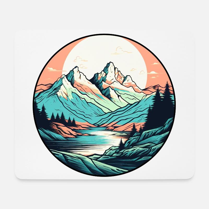 Berge - Mousepad (Querformat) - Weiß