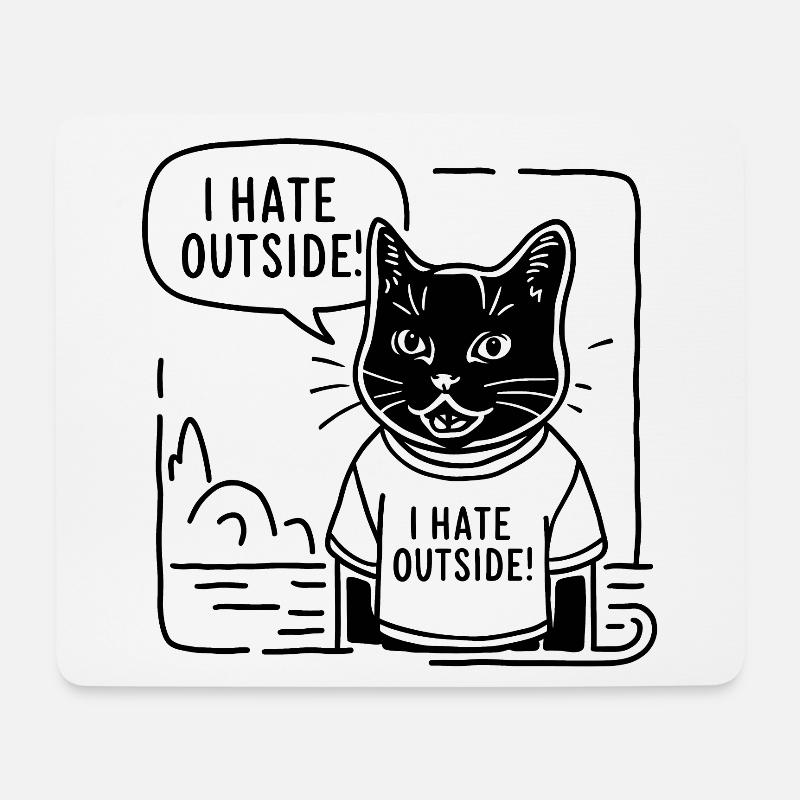 Lustige Katze, die ich draußen hasse - Mousepad (Querformat) - Weiß