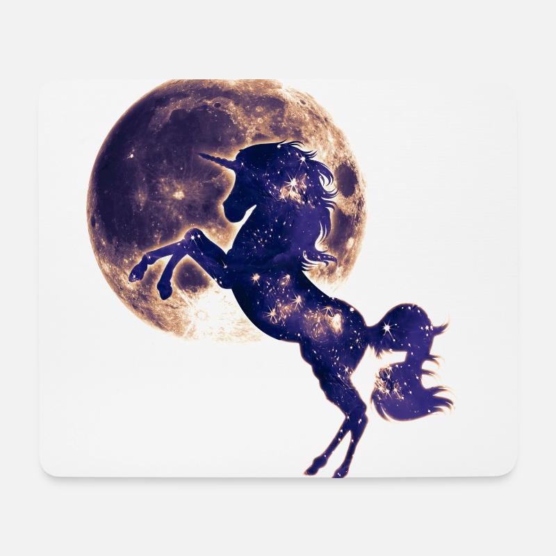 Einhorn, Vollmond , Mond, Magie, Pferd, unicorn, - Mousepad (Querformat) - Weiß
