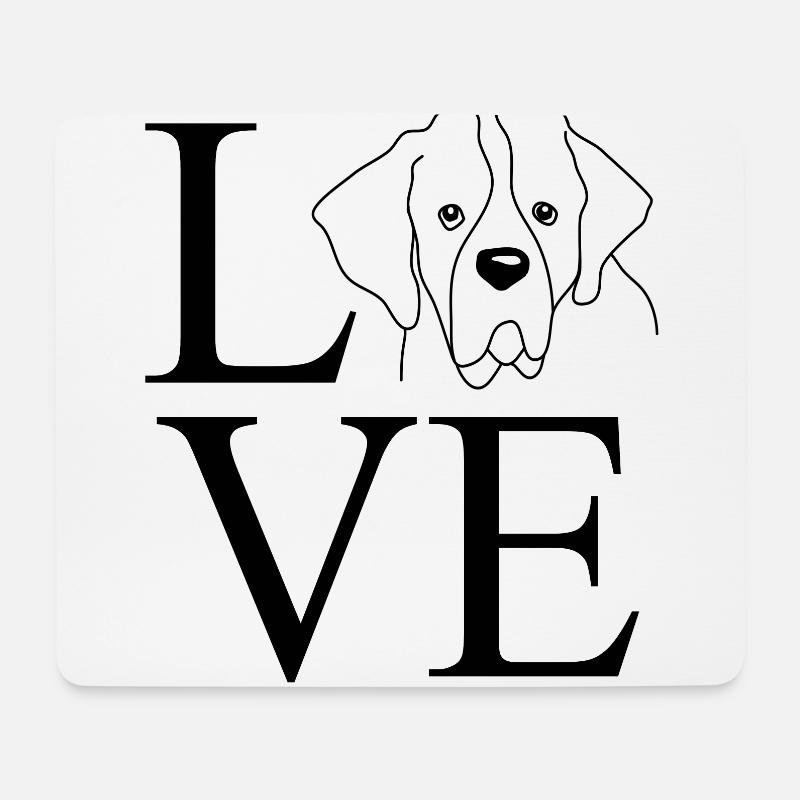 Bernhardiner Barry Bernhardshund Shirt Herz Love - Mousepad (Querformat) - Weiß