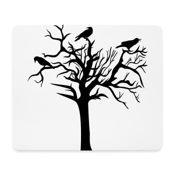 Rabe Raben Krähe Krähen Baum Vogel - Mousepad (Querformat) - Weiß - Vorne