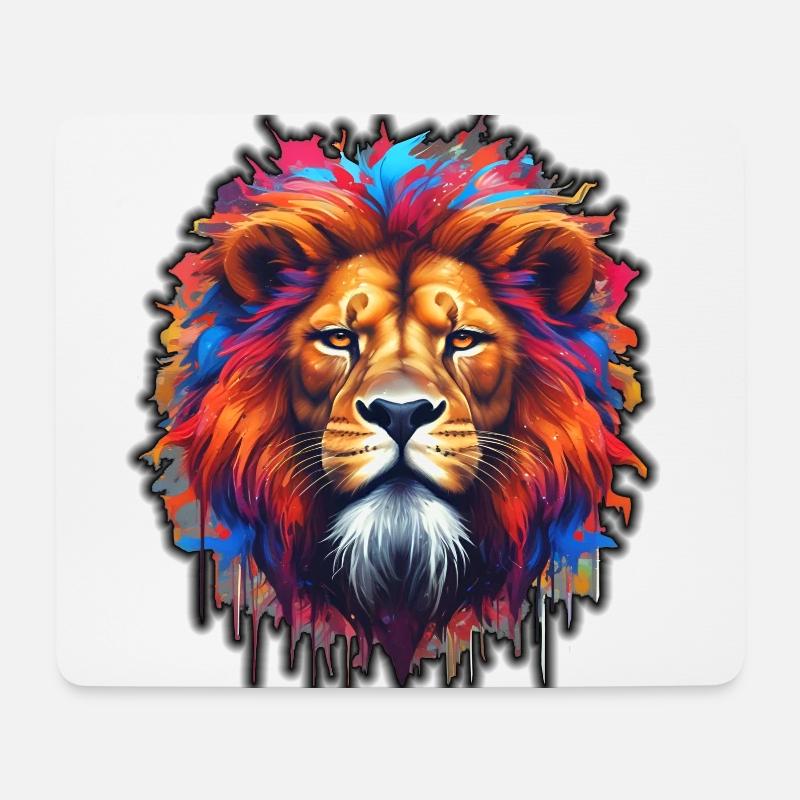 Stolzer Löwe im Grafitti Style - Mousepad (Querformat) - Weiß