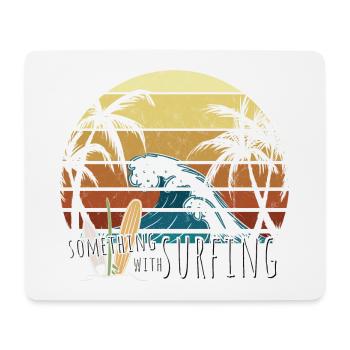 Something with Surfing Lässige Retro Surf Art - Mousepad (Querformat) - Weiß - Vorne