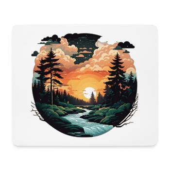 Immergez-vous dans une nature sauvage sereine : forêt boisée - Tapis de souris (format paysage) - blanc - Devant