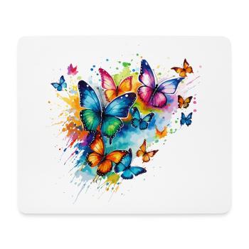 Schmetterlinge Bunt Farbenfroh Schön Kunst Natur - Mousepad (Querformat) - Weiß - Vorne