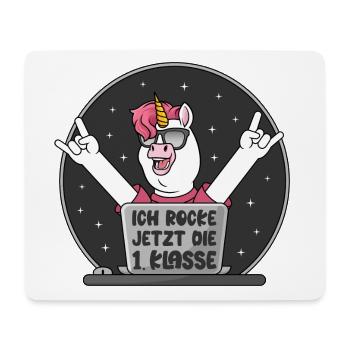 Schulkind Einhorn Ich rocke jetzt die 1. Klasse - Mousepad (Querformat) - Weiß - Vorne