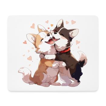 Chiens Amour Câlin Câlin Coeur Mignon Mignon - Tapis de souris (format paysage) - blanc - Devant