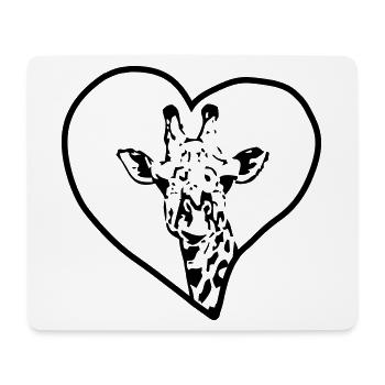 Girafe & Coeur - Tapis de souris (format paysage) - blanc - Devant