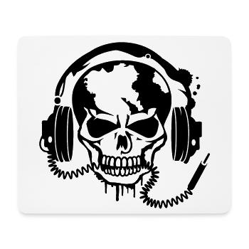 Totenschädel mit Kopfhörer und Kopfhörer Kabel - Mousepad (Querformat) - Weiß - Vorne