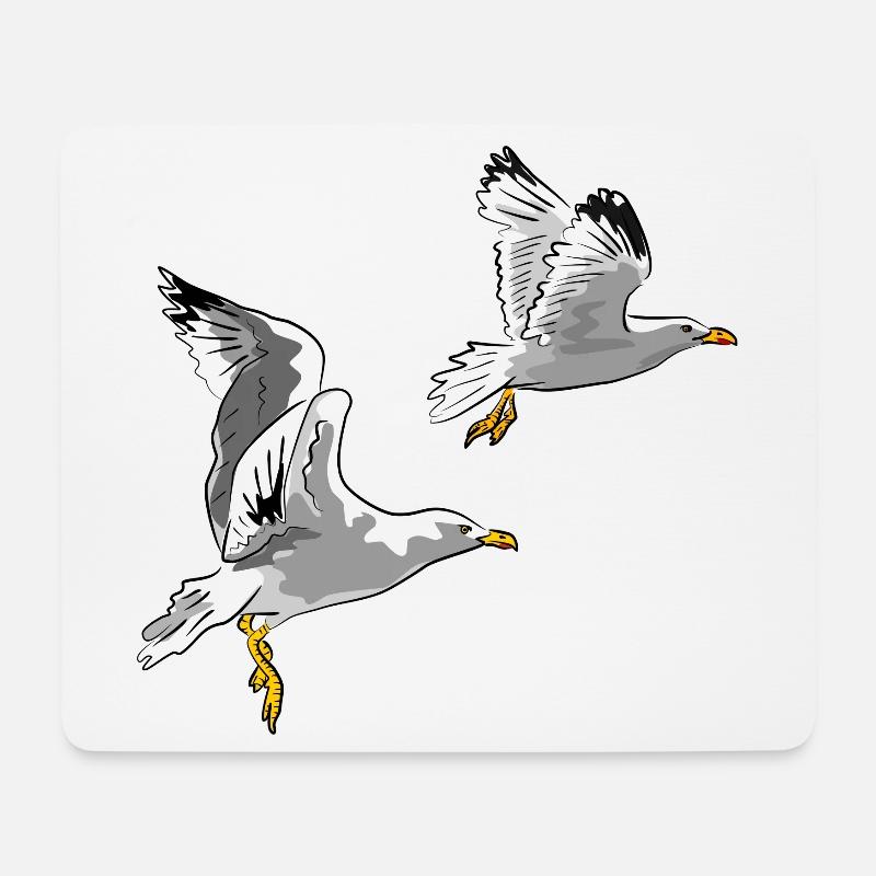 Les mouettes en vol - Tapis de souris (format paysage) - blanc