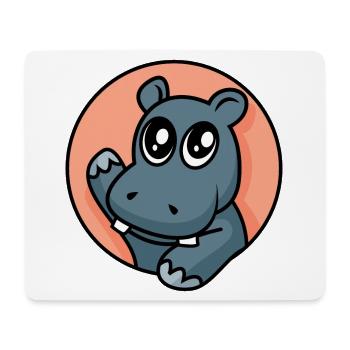 Fröhliches Nilpferd - Mousepad (Querformat) - Weiß - Vorne