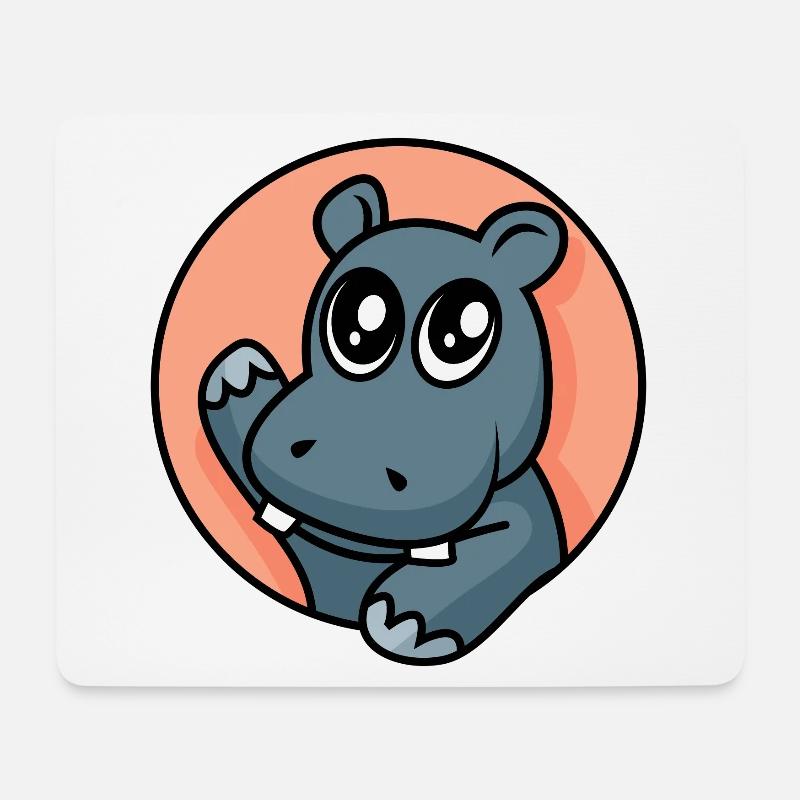 Fröhliches Nilpferd - Mousepad (Querformat) - Weiß