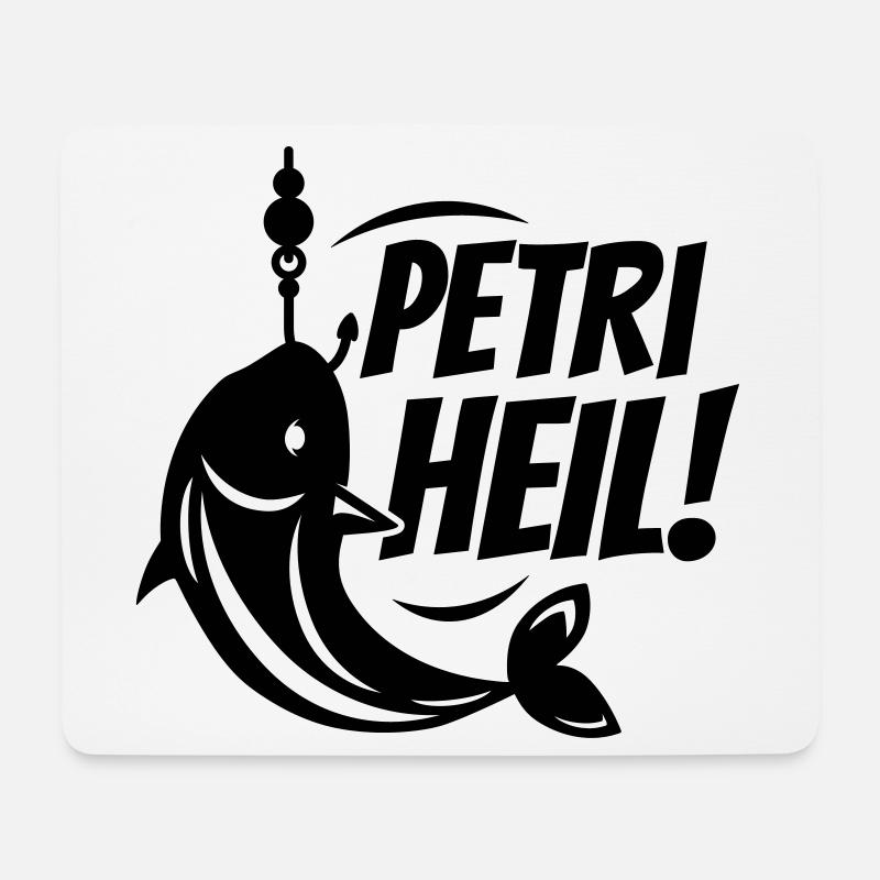 petri heil angeln - Mousepad (Querformat) - Weiß