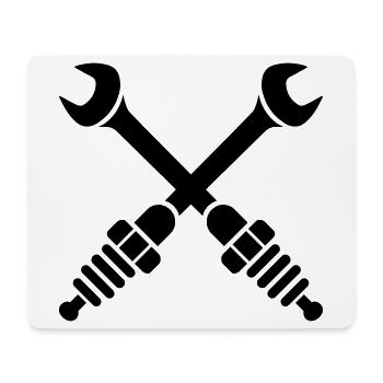 Wrench crossed with spark plugs - Mouse Pad (horizontal) - white - Front