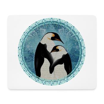 two magical penguins in mosaic style - Mouse Pad (horizontal) - white - Front