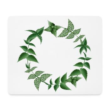 Brennnessel Kranz in dunklen Grüntönen - Mousepad (Querformat) - Weiß - Vorne