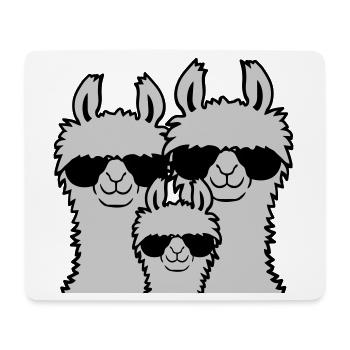 Lama Famille Parents Enfant - Tapis de souris (format paysage) - blanc - Devant